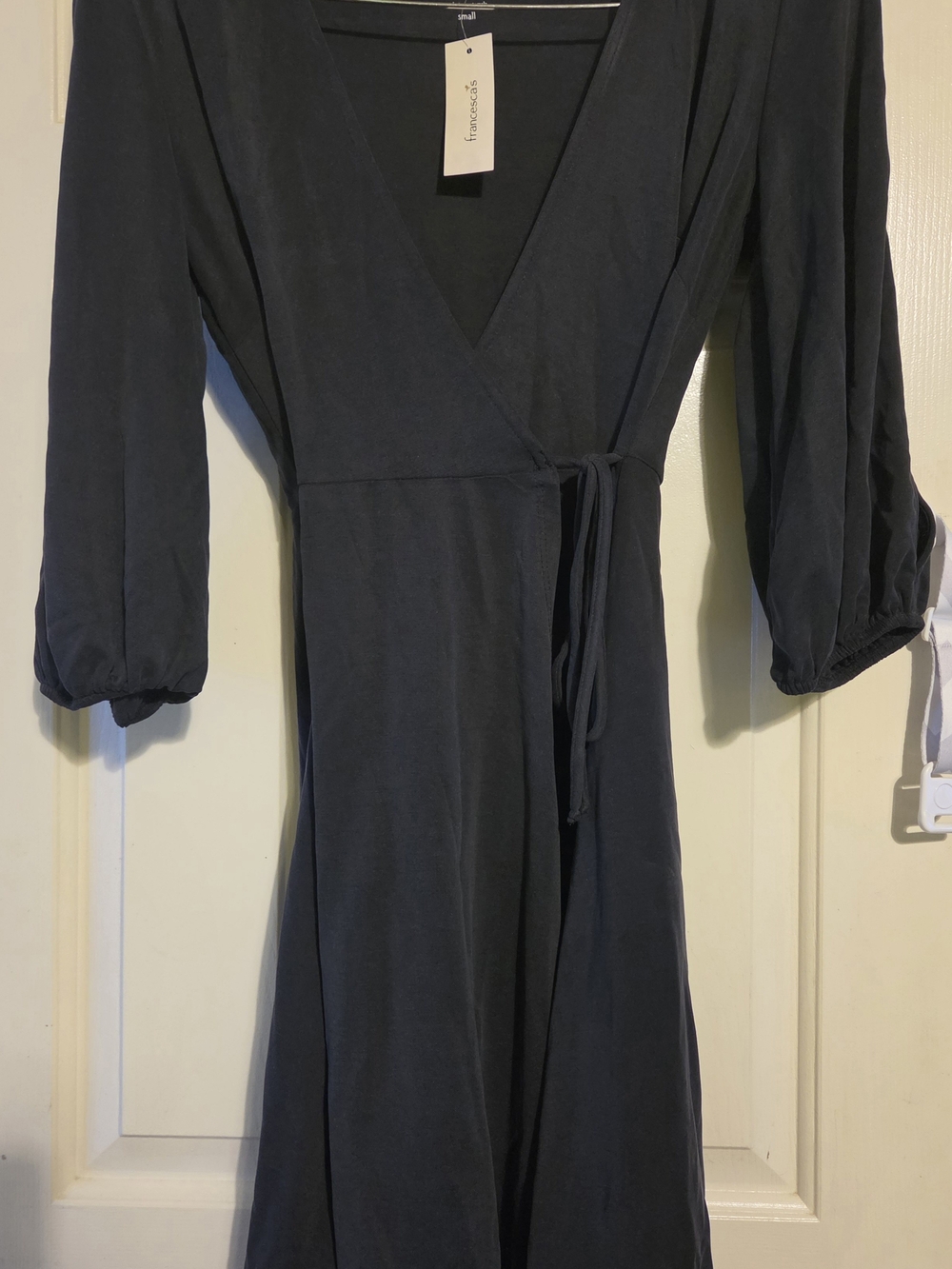 Dark Charcoal Wrap Front Tie Dress